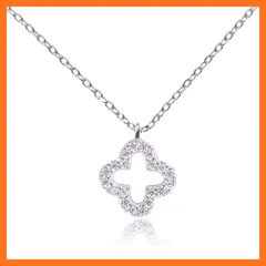 【新品】 [Adelina Style] ネックレス レディース 人気 幸運の四つ葉 クローバー 高輝度ジルコアニア シルバー ネックレス よつば ペンダント 金属アレルギー対応 S925純銀 (シルバー) 0