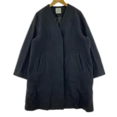 nano universe ナノユニバース ウール混 ノーカラーコート size40/ブラック