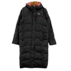 PUMA プーマ フーデッド ロングダウンジャケット sizeM/グレー×ピンク
