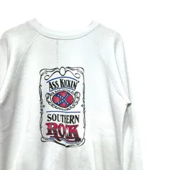 80s ビンテージ サザンロック プリント ラグランスリーブ スウェット L位 ホワイト USA製 80年代 アメリカ製 vintage トレーナー