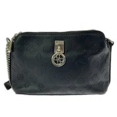 GUESS ゲス 総柄ショルダーバッグ/ブラック×シルバー