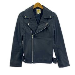 Ray Beams レイビームス ベルト付き ヤギ革 ゴートレザーライダースジャケット size1/ネイビー