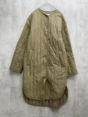 nano universe ナノユニバース 669-0211027 キルティングラウンドヘムコート キルティング ノーカラー コート size36/カーキ ◆■レディース