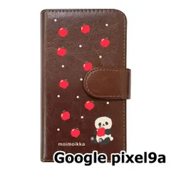【新品未使用】Google pixel9a スマホケース 手帳型 (色：ブラウン×柄：パンダとリンゴ)moimoikka パンダ 動物 flip2-pixel9a-br-20137