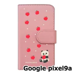 【新品未使用】Google pixel9a スマホケース 手帳型 (色：ピンク×柄：パンダとリンゴ)moimoikka パンダ 動物 flip2-pixel9a-pk-20137