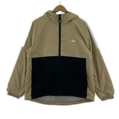 FILA フィラ フーデッド ジップアップジャケット sizeL/ベージュ×ブラック