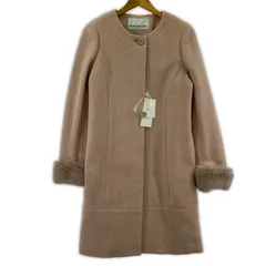 美品  NATURAL BEAUTY BASIC ナチュラルビューティーベーシック   タグ付き ファー付き ノーカラーコート sizeS/ピンク
