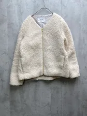 SLOBE IENA スローブイエナ ボア ノーカラー Vネック ジップアップ ジャケット アイボリー ◆■レディース