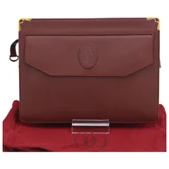 カルティエ マストライン ロゴ クラッチバッグ ボルドー Bランク ca5814gg