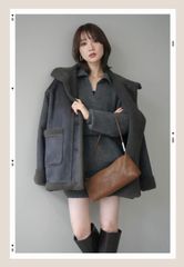 袖ビックループシャギージップブルゾン グレー lumier リュミエ - メルカリ