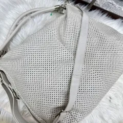 Gianni Notaro ジャンニノターロ Carol J. キャロルジェイ 2wayレザーハンドバッグ トートバック ショルダーバック パンチング革鞄 ITALY イタリア製 ホワイト