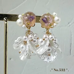 No.532　パール フラワー　シェル　ピアス/イヤリング