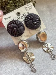 335≫レトロボタンの2wayイヤリング