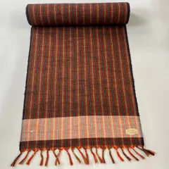 【在庫一掃】 反物 秀品 紬 縞 赤茶 正絹 【中古】