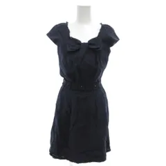 アプワイザーリッシェ Apuweiser-riche ワンピース ミニ丈 1 紺 ネイビー リボンモチーフ スクエアネック 半袖 /NL ■GY60