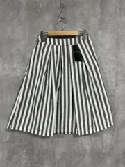 美品 BLISS POINT ブリスポイント タグ付 メモリータックミディ フレア スカート sizeS/白ｘグレー ■■ レディースのサムネイル