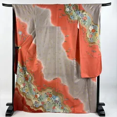 【在庫一掃】 振袖 身丈169.5cm 裄丈67.5cm L 袷 桜 道長取り 金彩 ぼかし サーモンピンク 正絹 秀品 【中古】