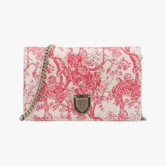 クリスチャンディオールChristian Diorジオラマ ウォレット オン チェーン ポーチ レッド×ホワイト レザー 08-BO-1108