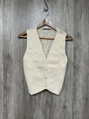 ZARA ザラ リブ編み バックレース ニット ベスト sizeM/ライトベージュ ■◆ レディース