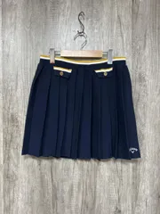 Callaway キャロウェイ ダブルニットプリーツスカート ゴルフウェア Aライン 台形 スカート sizeL/濃紺 ◆■ レディース