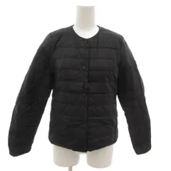 ユニクロ UNIQLO ダウンジャケット フェザー混 収納袋付き S 黒 ブラック キルティング ノーカラー 長袖 /KR ■GY61