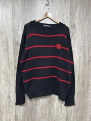 POLO SPORTS RALPH LAUREN ポロ ラルフローレン ボーダー 胸ロゴワッペン ニット セーター sizeXL/黒ｘ赤 ◆■◎メンズ