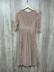 DRESS+ レースシフォンドッキングワンピース 結婚式二次会 ドレス ワンピース sizeS/ベージュ ■■ レディース