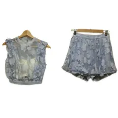 snidel(スナイデル) レディースパンツセットアップ レディース - ライトブルー シースルー/フリル/レース/ウエストゴム