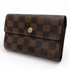 LOUIS VUITTON ルイヴィトン ダミエ ポルトフォイユ アレクサンドラ 三つ折り財布 エベヌ ダークブラウン PVC レザー N63067