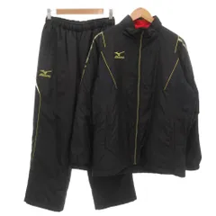 ミズノ MIZUNO ウインドブレーカー 上下セット ジャケット パンツ M 黒 ブラック 長袖 スタンドカラー ラインデザイン /UO ■GY44
