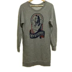 HYSTERIC GLAMOUR(ヒステリックグラマー) ワンピース サイズF レディース - グレー×ブルー×レッド 長袖/ひざ丈/トレーナー地