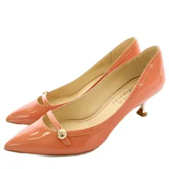 ダイアナ DIANA パンプス エナメル ポインテッドトゥ ローヒール 24.5cm オレンジ /☆G