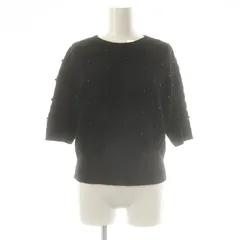 ザラ ZARA ビーズ装飾半袖ケーブルニット トップス セーター ウール混 S 黒 /MI ■OS