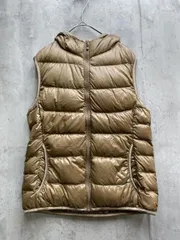 UNIQLO ユニクロ ウルトラライトダウンベスト フード付き sizeS/ベージュ ◇■レディース