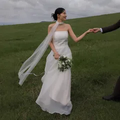 ウェディングドレス チューブトップ 森ガール オーガンジー サテン 旅撮り ウェディングドレス 高級感 ドレスFS5733