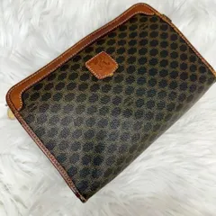 CELINE セリーヌ マカダム柄レザーセカンドバッグ 総柄クラッチバック 革鞄
