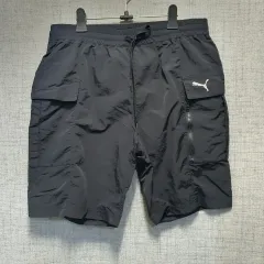 PUMA プーマ ブラック ウーブン カーゴ ハーフパンツ L