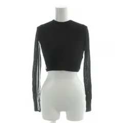 アディダス adidas カットソー シアー袖 L 黒 ブラック 長袖 リブ編み クロップド丈 /AP
