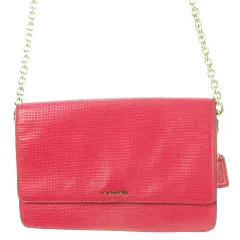 コーチ COACH ショルダーバッグ 2way クラッチバッグ レザー 革 チェーン ロゴ ゴールド金具 ピンク /CK14 ■GY18