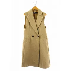 ザラ ZARA ロング ジレ ベスト 前開き XS ベージュ /NR ■OS