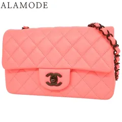 CHANEL(シャネル) マトラッセ ココマーク チェーンショルダーバッグ ショルダーバッグ 肩掛け 斜め掛け ミニマトラッセ ラムスキン ピンク(蛍光) ブラック金具 レディース 40802151200【中古】【アラモード】