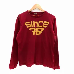 ディーゼル DIESEL Tシャツ カットソー クルーネック 長袖 プリント XL ボルドー 黄色 イエロー /HO30 ■GY53