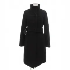 アンタイトル UNTITLED 美品 ロングコート アンゴラ混 比翼 スタンドカラー ベルト付き 2 黒 ブラック /YJ ■GY60