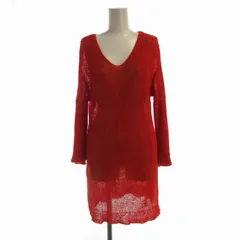 デミリー DEMYLEE ニット セーター プルオーバー チュニック 麻 リネン 七分袖 XS 赤 レッド /RO