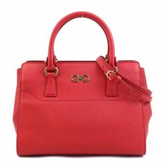 Salvatore Ferragamoフェラガモ ギャラ付 赤系本革トートバッグ - メルカリ