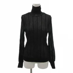 アルアバイル allureville カットソー 2 長袖 プリーツ シアー タートルネック 黒 ブラック /NU