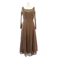 スナイデル SNIDEL レイヤードドッキングワンピース フレア マキシ ロング 長袖 キャミソール レース ワンカラー 1 茶 ブラウン /BB