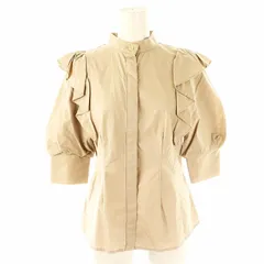 スナイデル SNIDEL サステナブル Sustainableフリルスタンドカラーブラウス シャツ 七分袖 フロントボタン F ベージュ /YQ ■OS