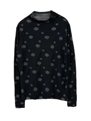 M-L JPN リネンキュープラ ドットパータン モクネック ニット