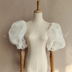 【新品?未使用】ドレスアレンジ 取り外し袖 付け袖 つけ袖 パフスリーブ 二の腕カバー 花嫁 結婚式 二次会 披露宴 お色直し 前撮り フォー